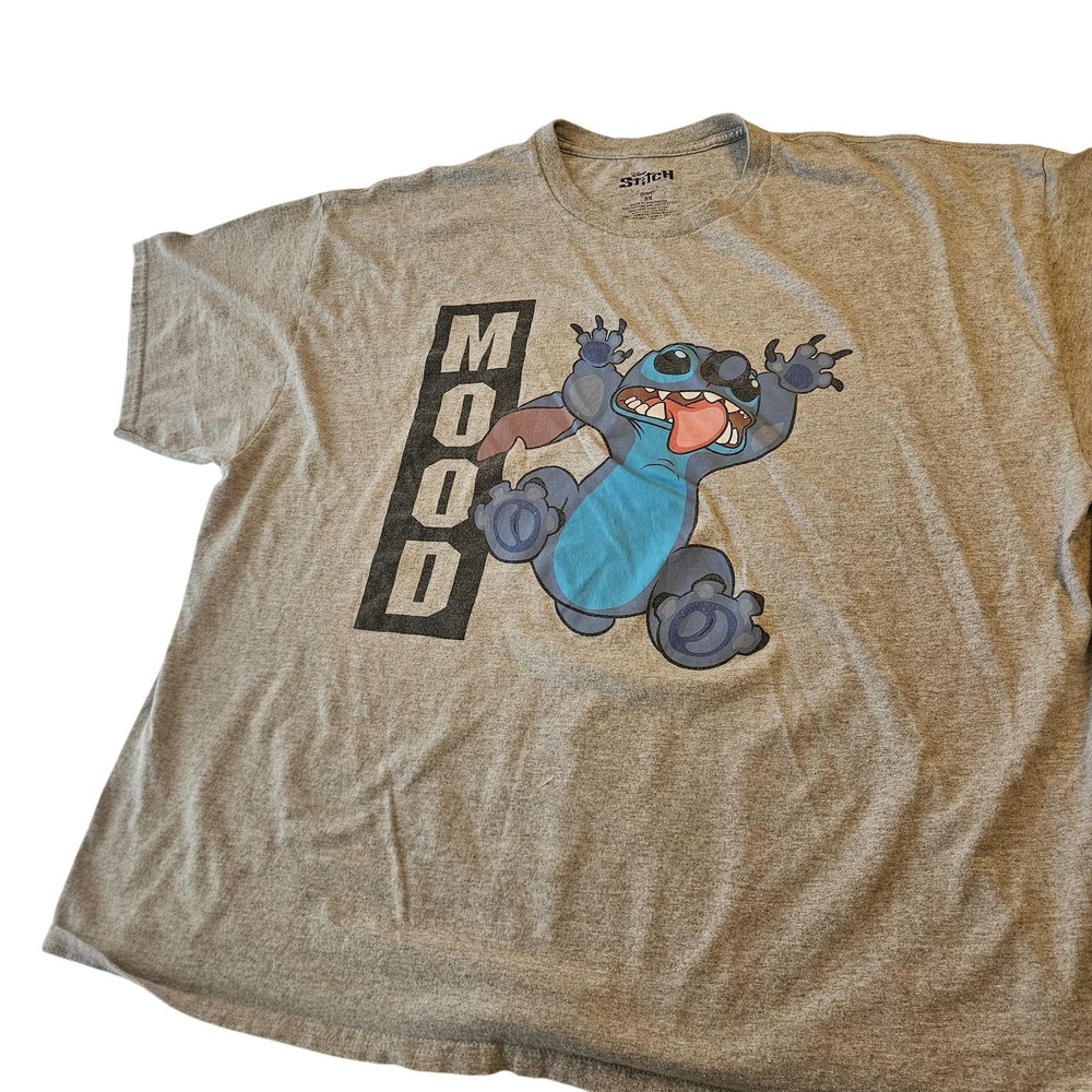Disney Stitch Shirt Womens 3XL Gray Mood Graphic Tee Lilo & Stitch Cartoon Funny
